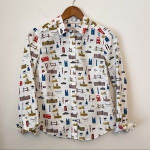 Boden Classic Shirt in London Print Size 4 Petite